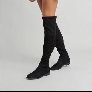 Steve Madden Women’s Odessa Black Suede Over the Knee Flat Boots - Size 7.5